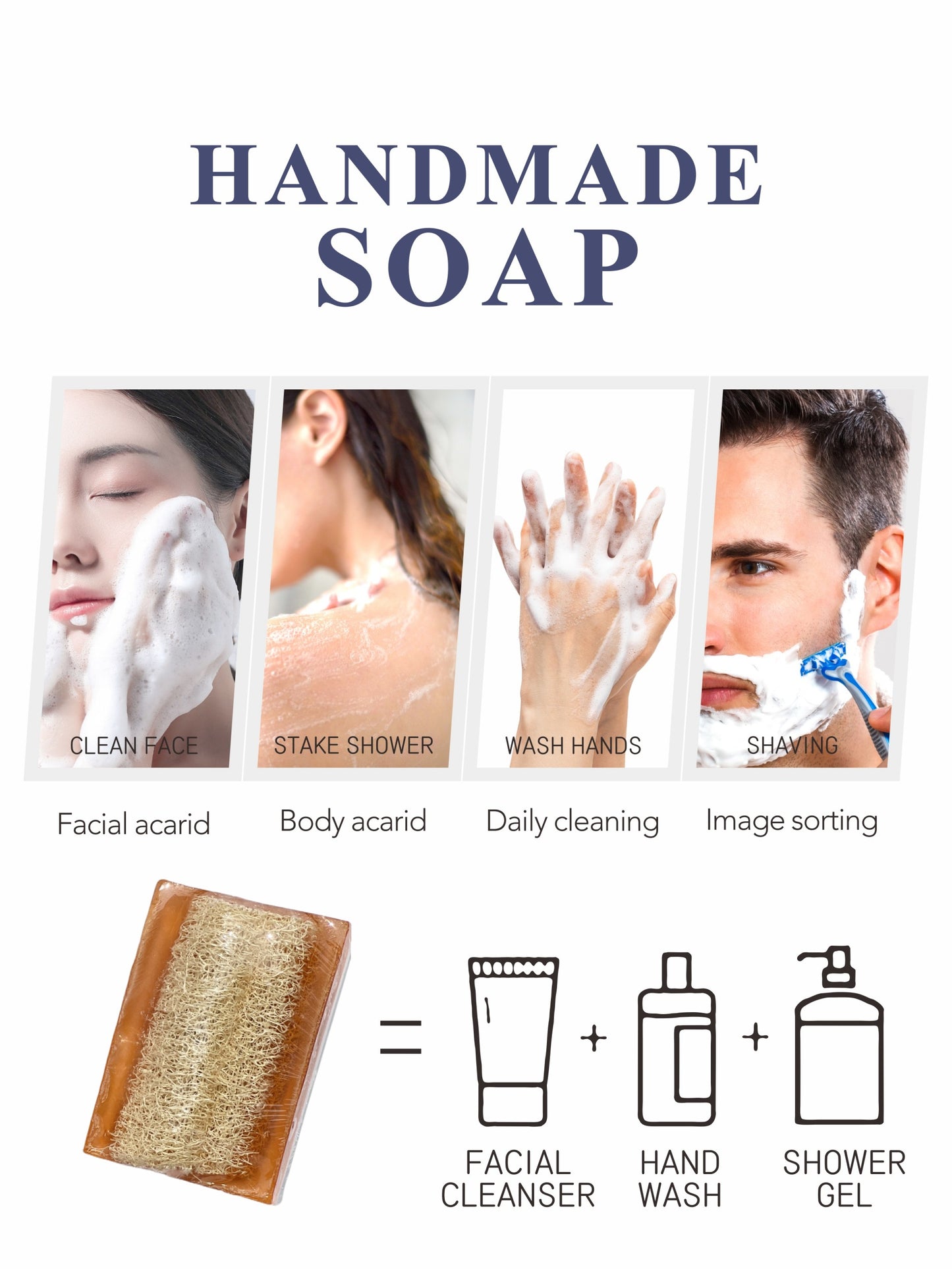 Goat Milk Soap Honey Natural Exfoliating Loofah Soap Bar Brightening Moisturizing Handmade Bath Bar Soap For Face Body