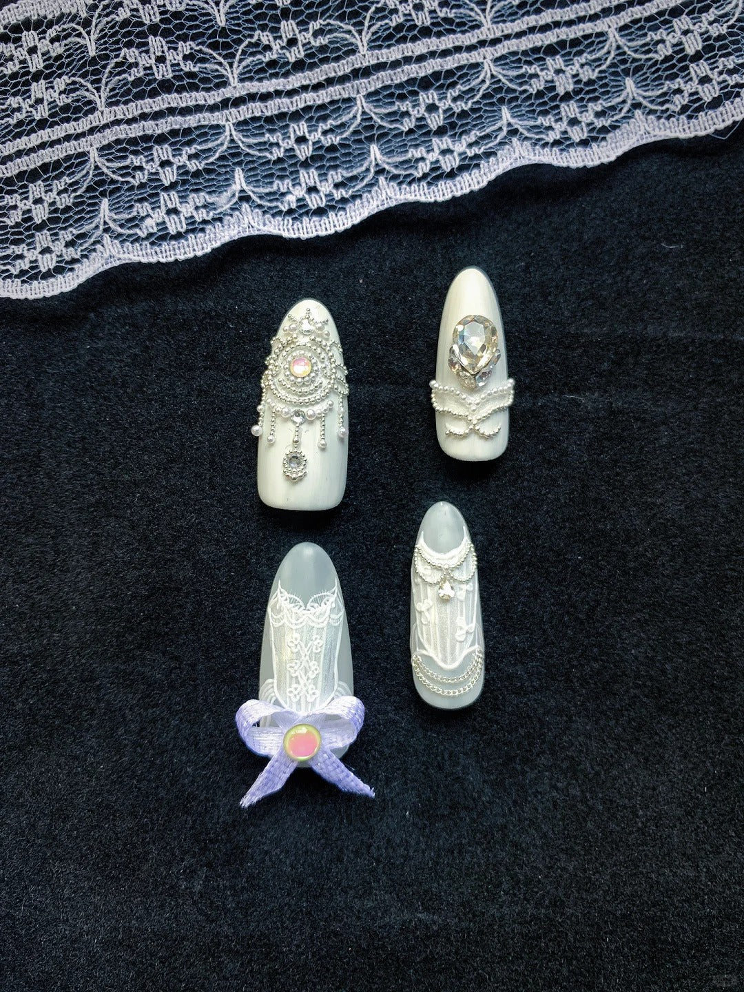 Castle princess - Handmade Press On Nails with Special Design  - Reusable Nails with Nail Tools - XS-XL